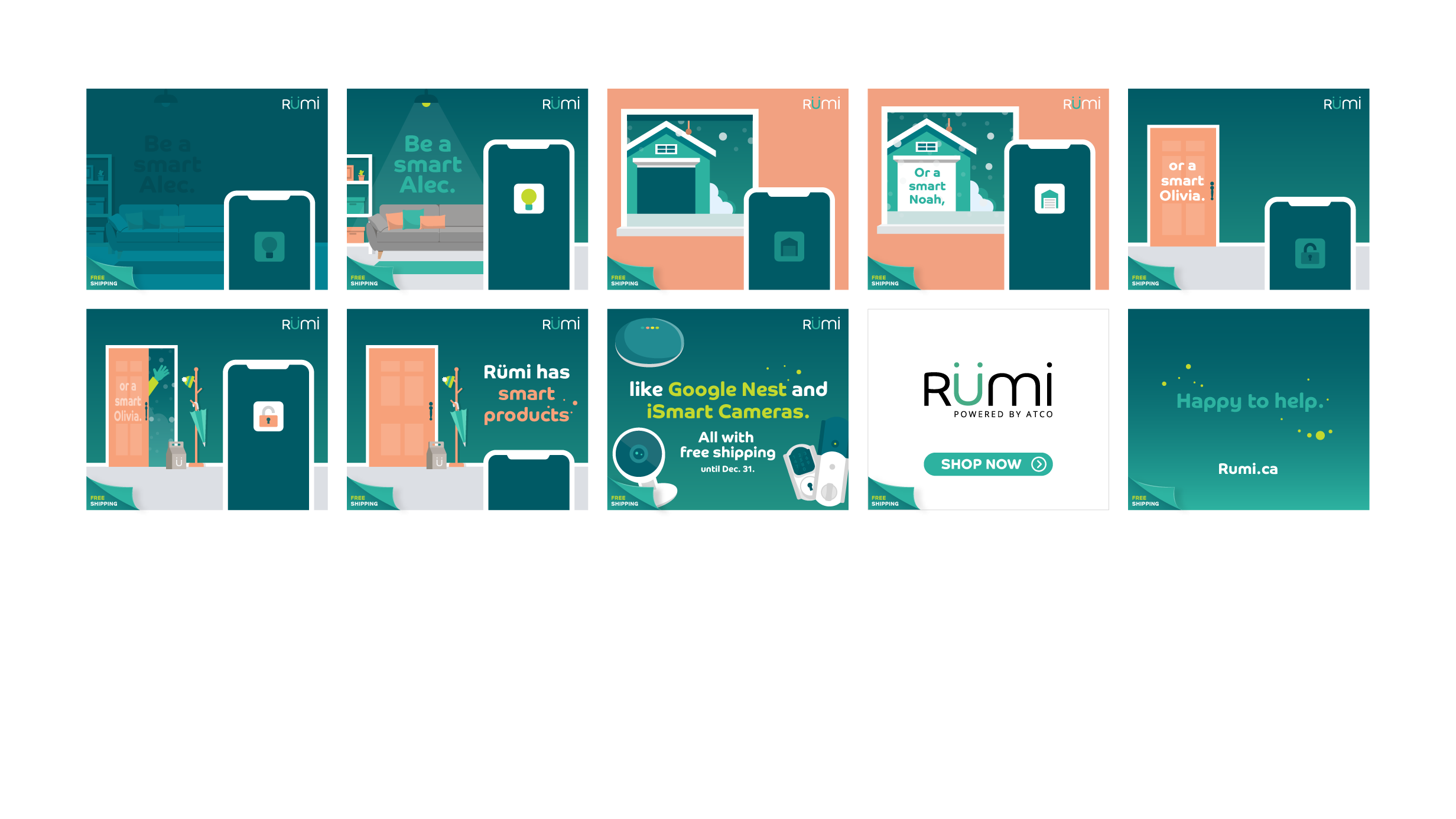 A high-fidelity, illustrative storyboard showing a theme for smart devices