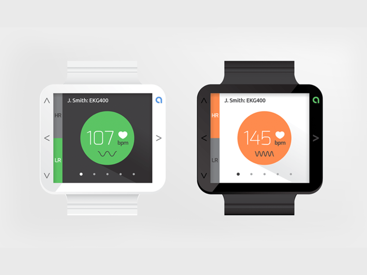 Two displays showing different interfaces of the Alertikum smart watch