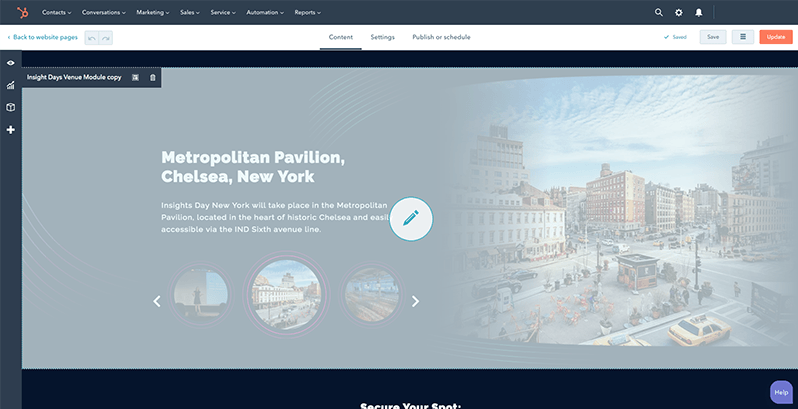 A screen capture showing how Insights Day template was created in Hub Spot