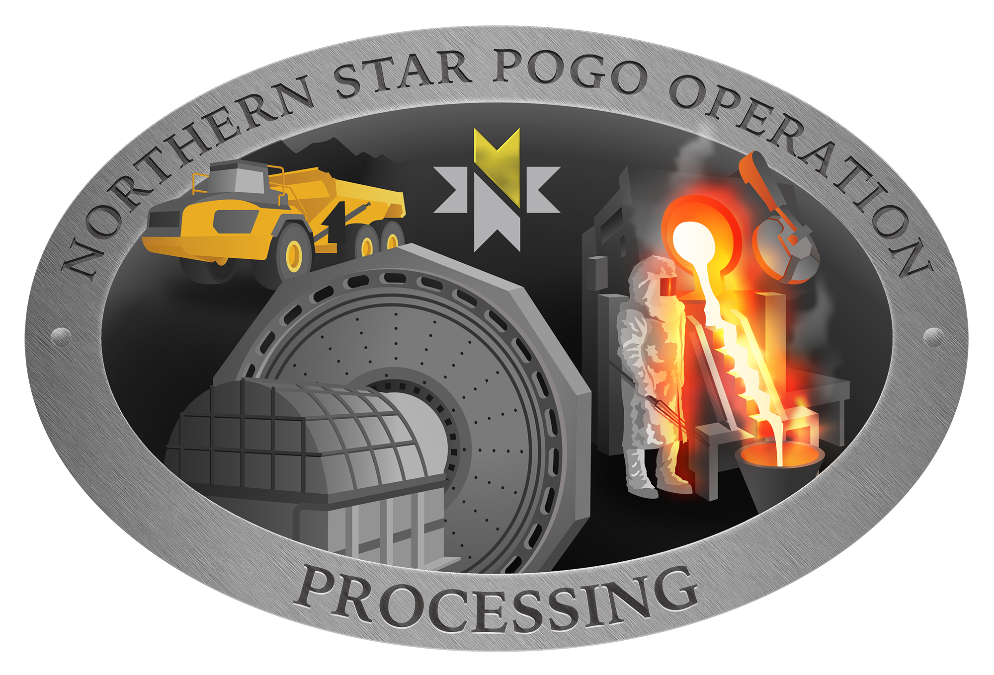 A coloured mockup of the Northern Star Pogo Operation Processing logo