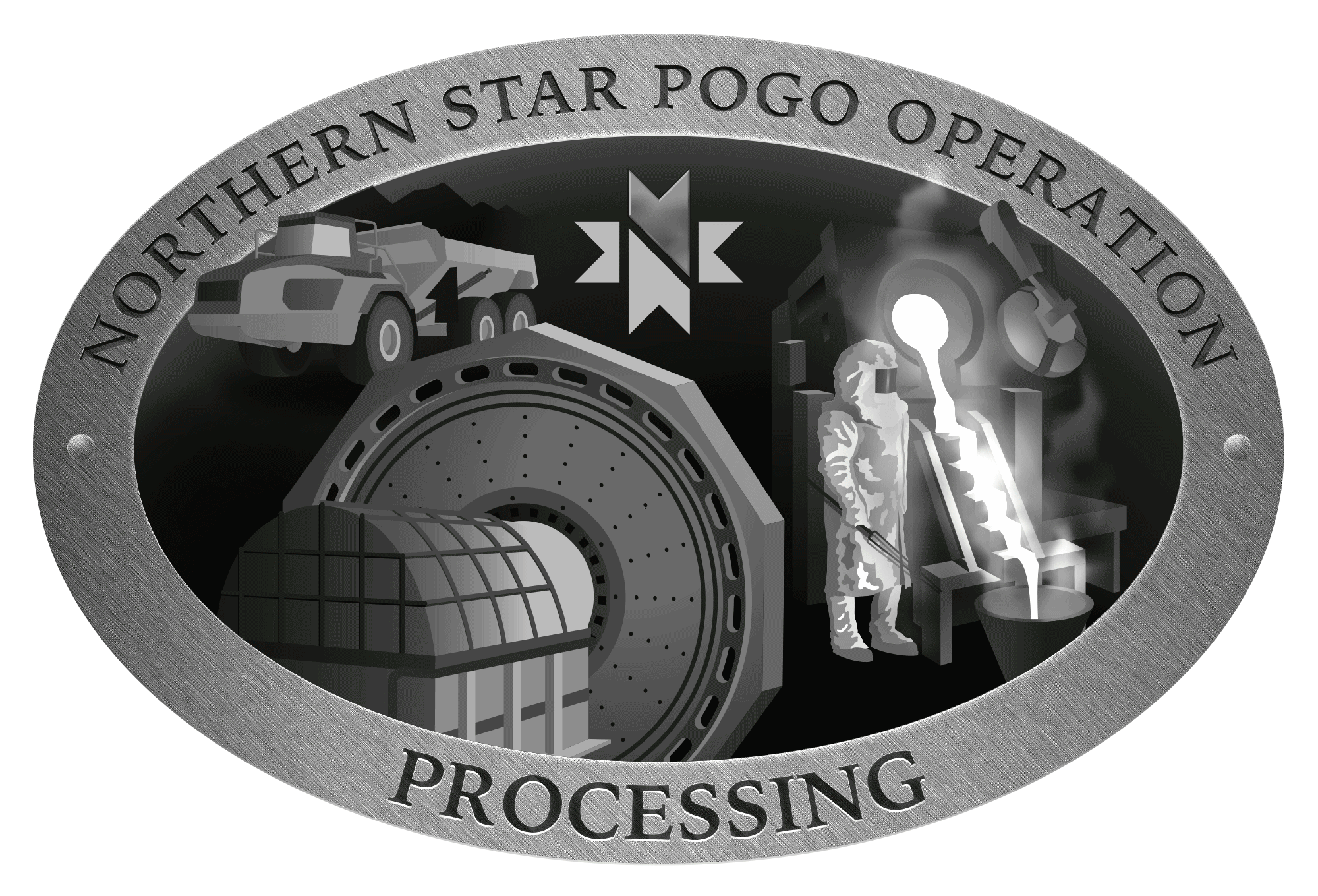 Different coloured versions of the Northern Star Pogo Operation Processing logo
