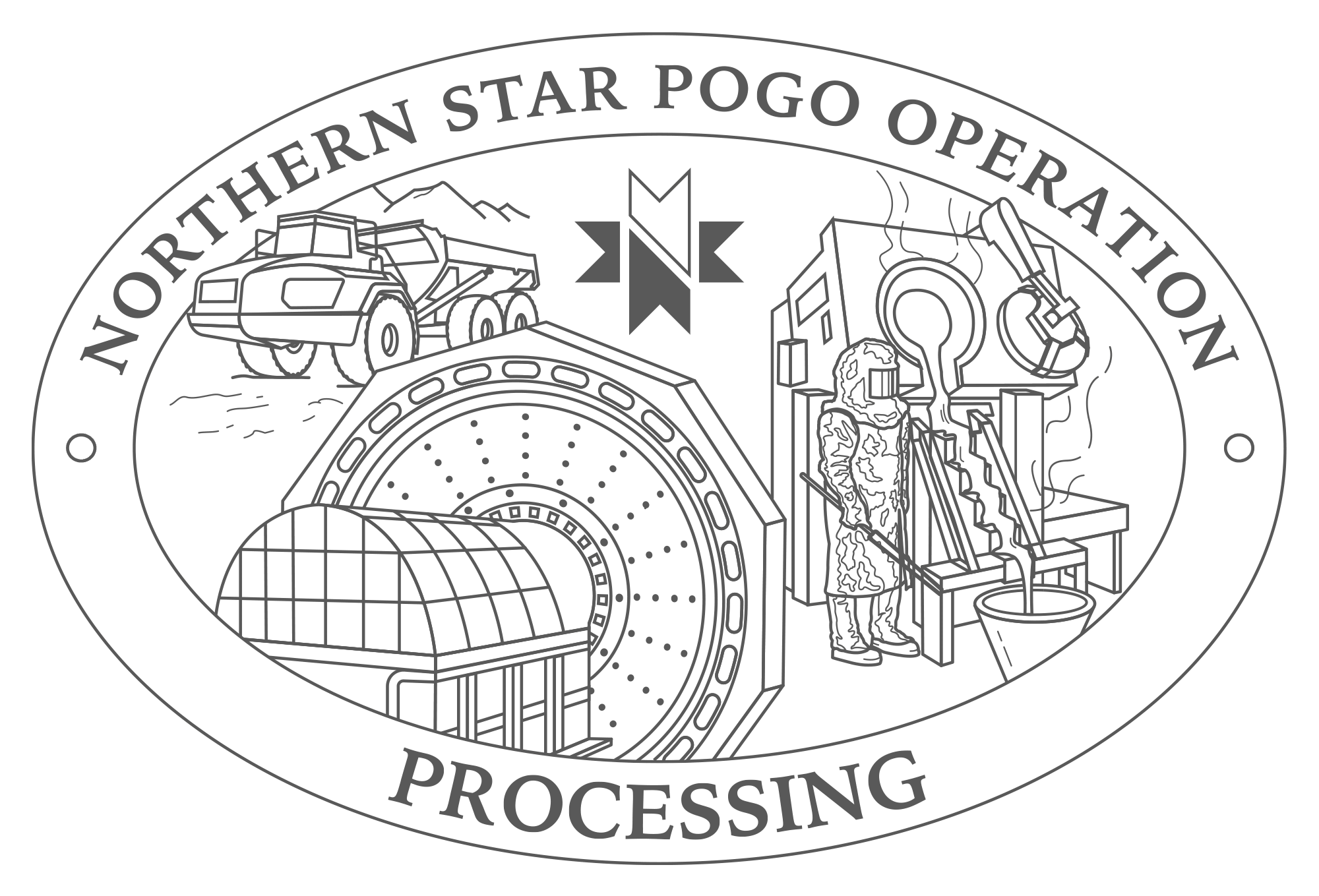 Different coloured line versions of the Northern Star Pogo Operation Processing logo