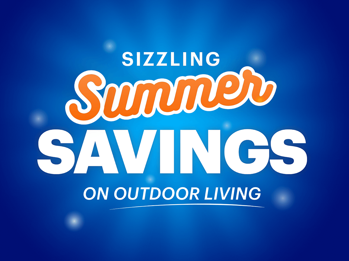 A graphic design campaign lockup for home for the Summer Saving on Outdoor living advertisement