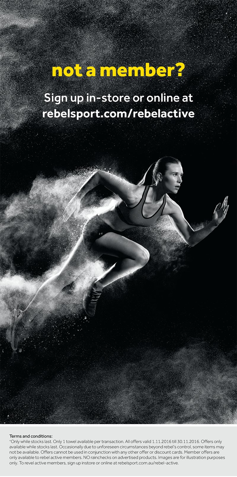 The back side of a point of a sale flyer for Australian sporting outlet Rebel