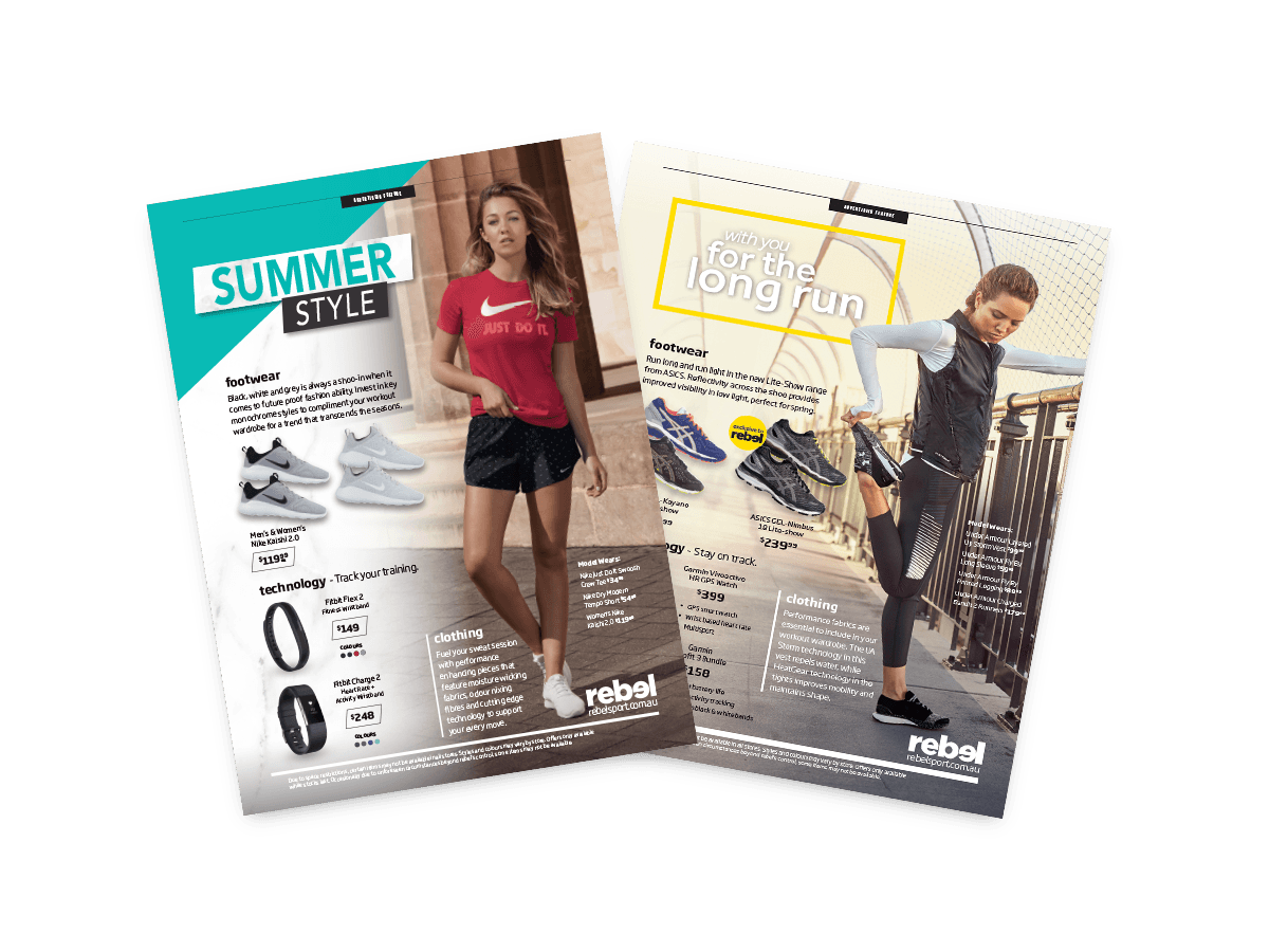 Two Rebel press ads for Fitness First magazine