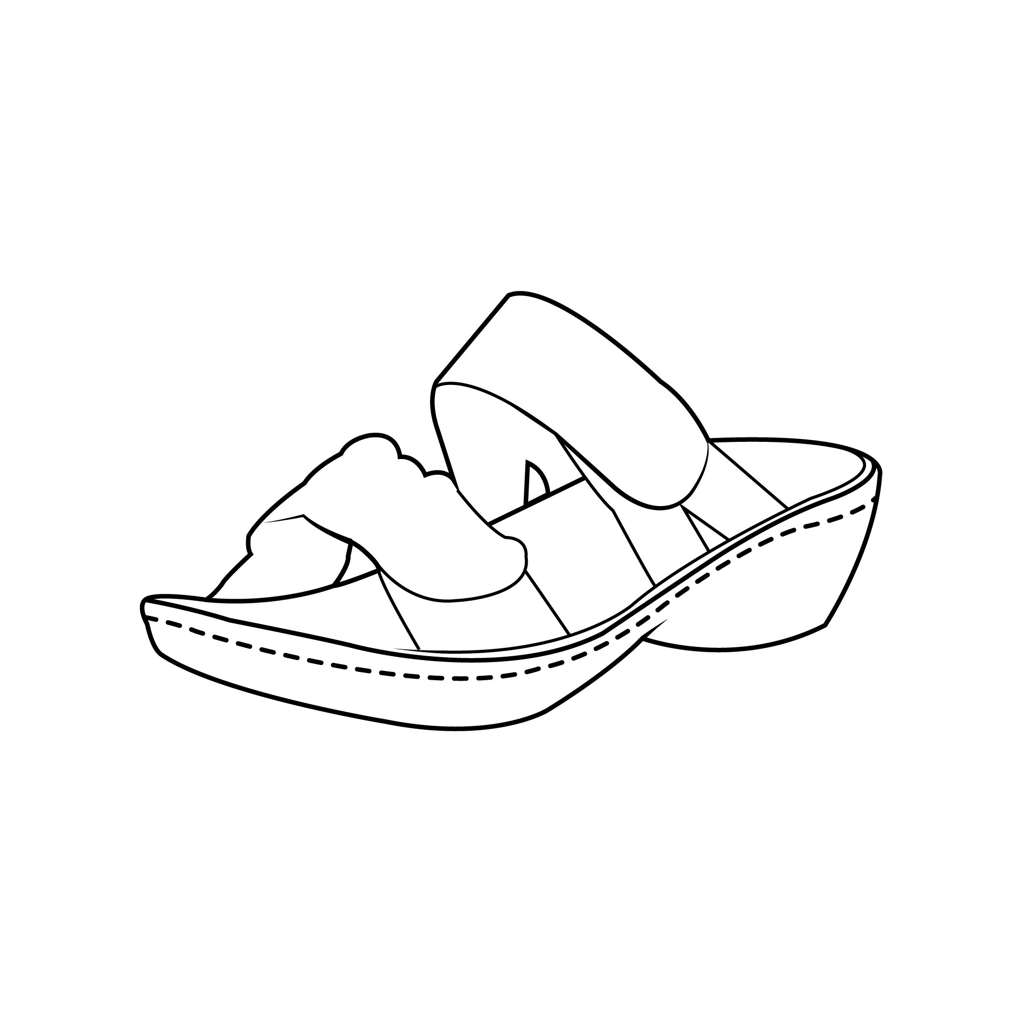 A vector drawing line illustration of a shoe for the Rivers brand
