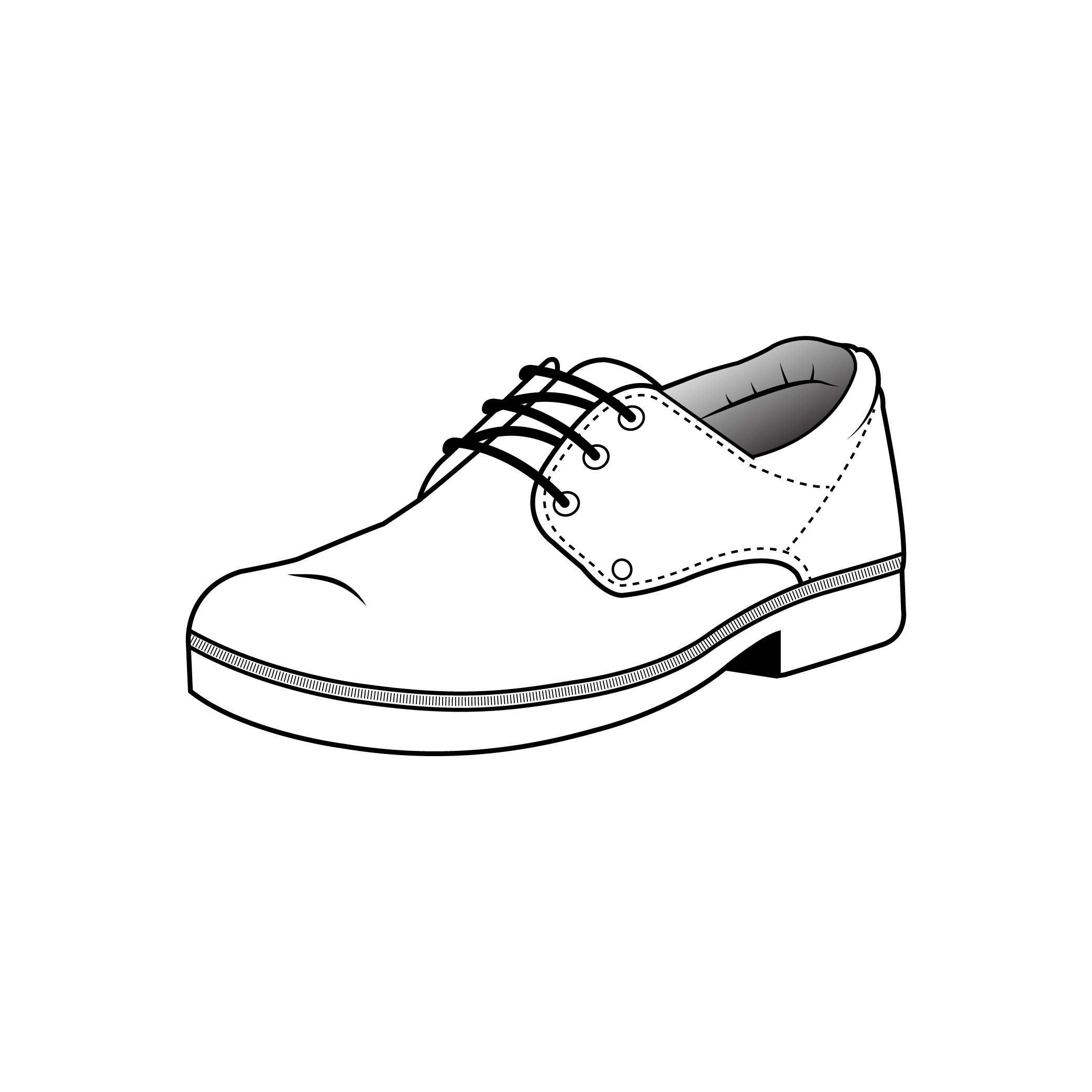 A vector drawing line illustration of a shoe for the Rivers brand