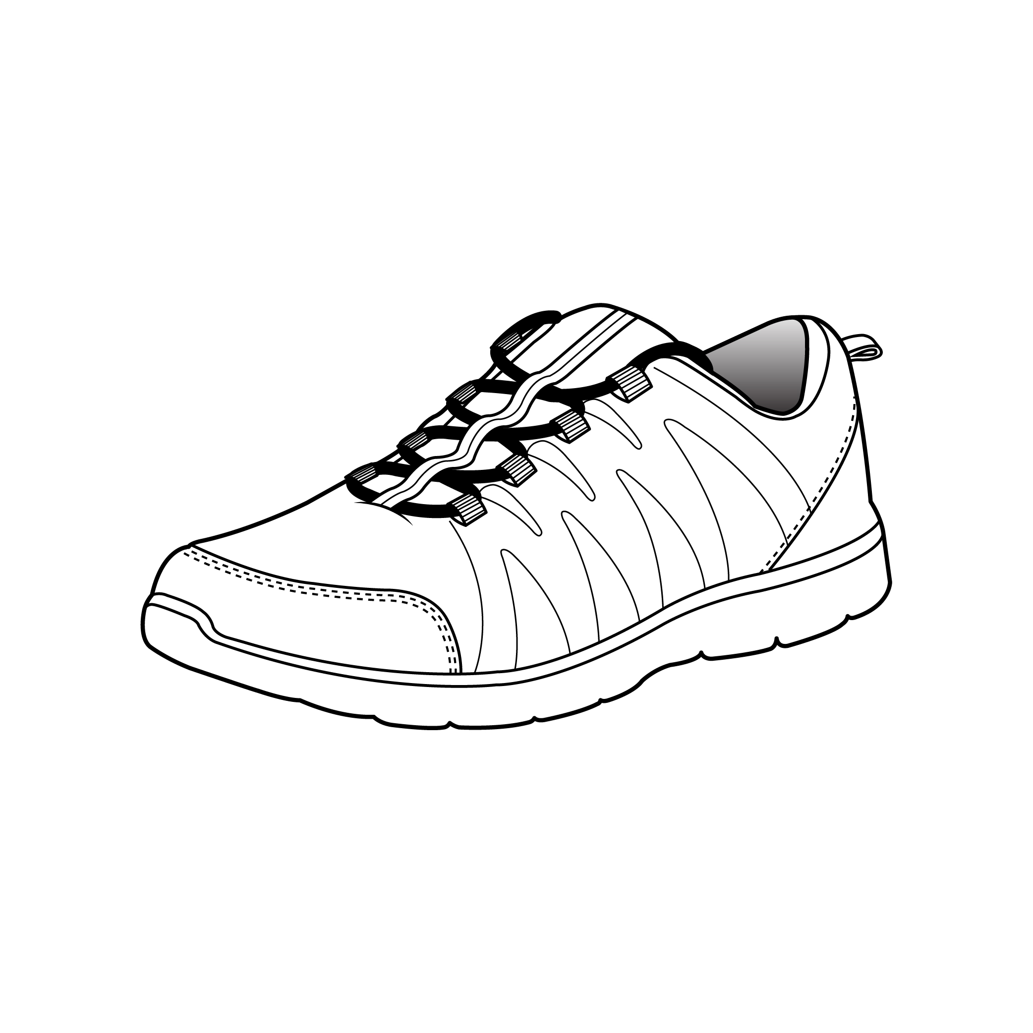 A vector drawing line illustration of a shoe for the Rivers brand