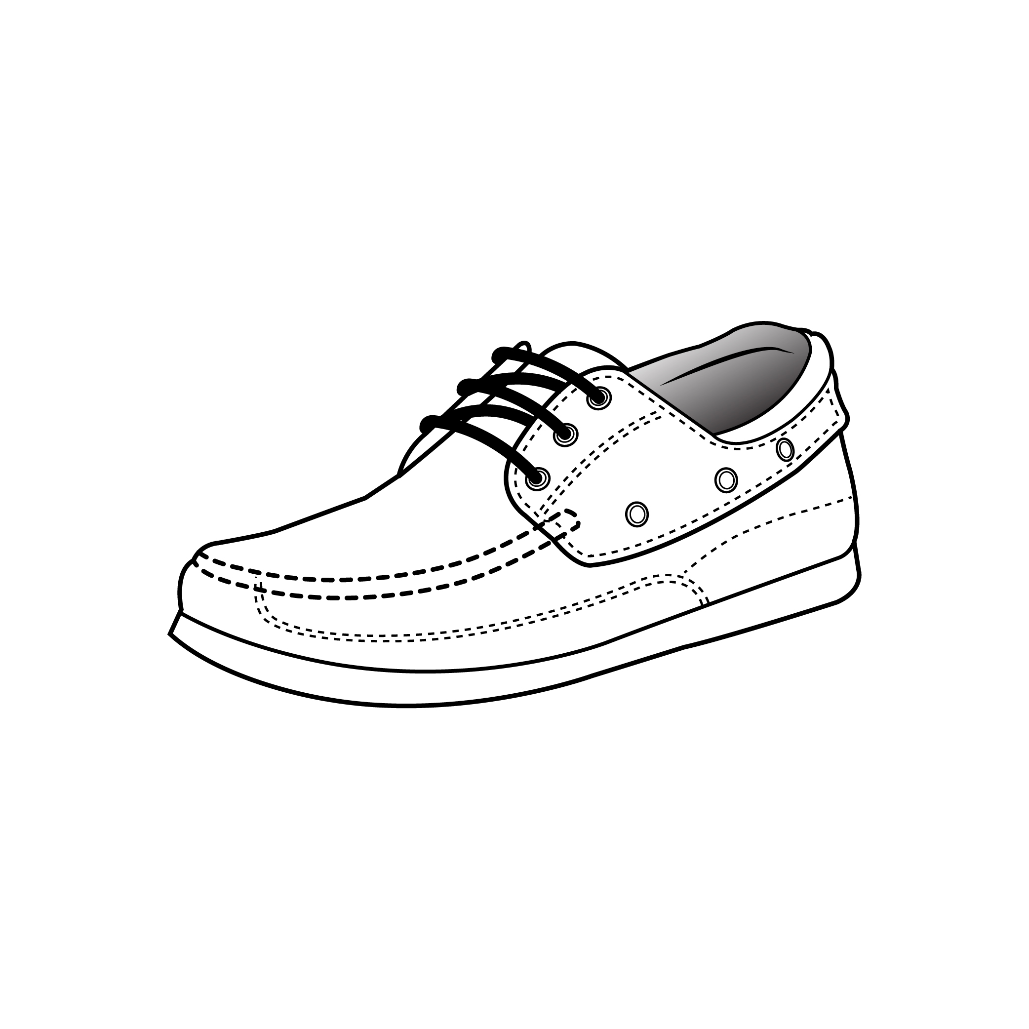 A vector drawing line illustration of a shoe for the Rivers brand