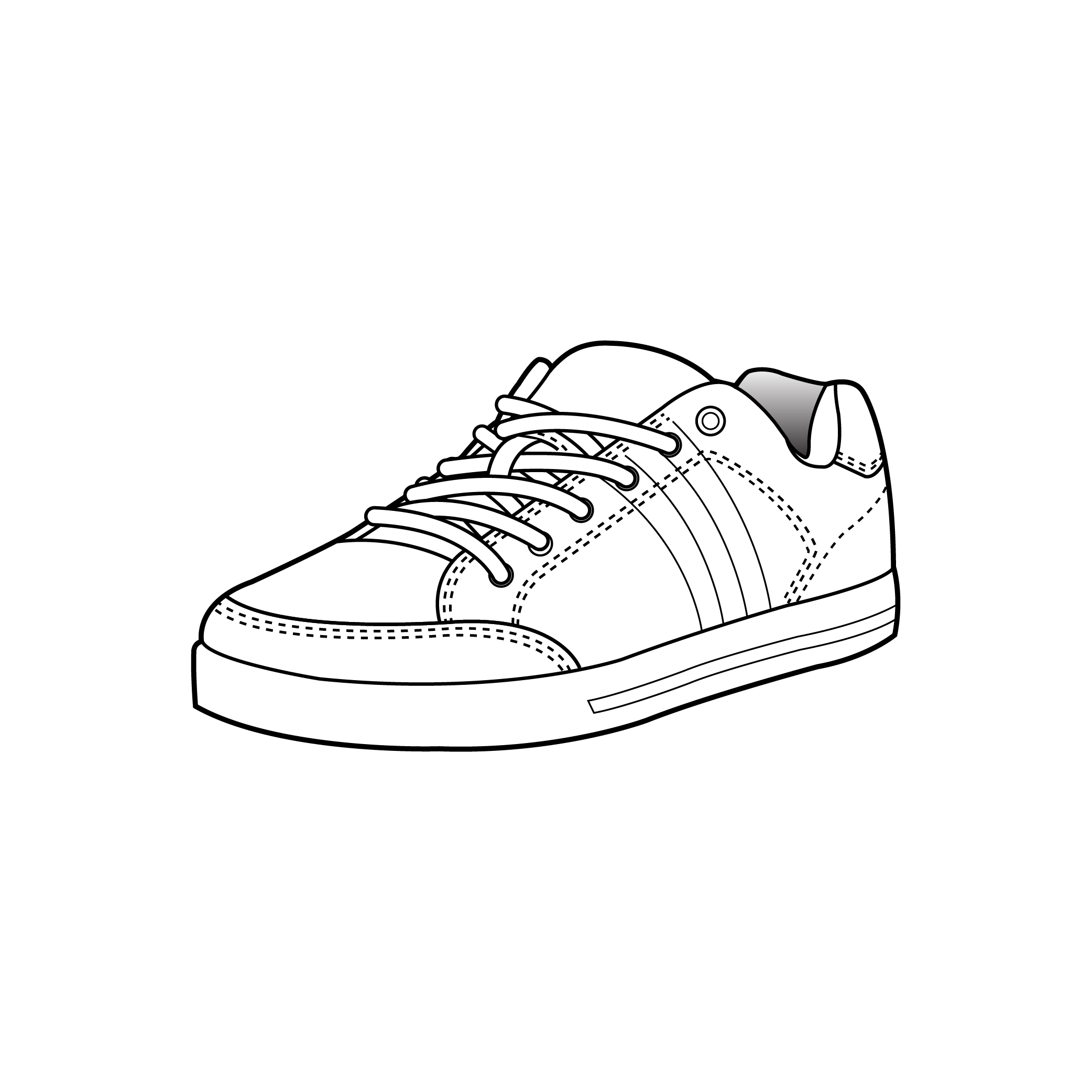 A vector drawing line illustration of a shoe for the Rivers brand