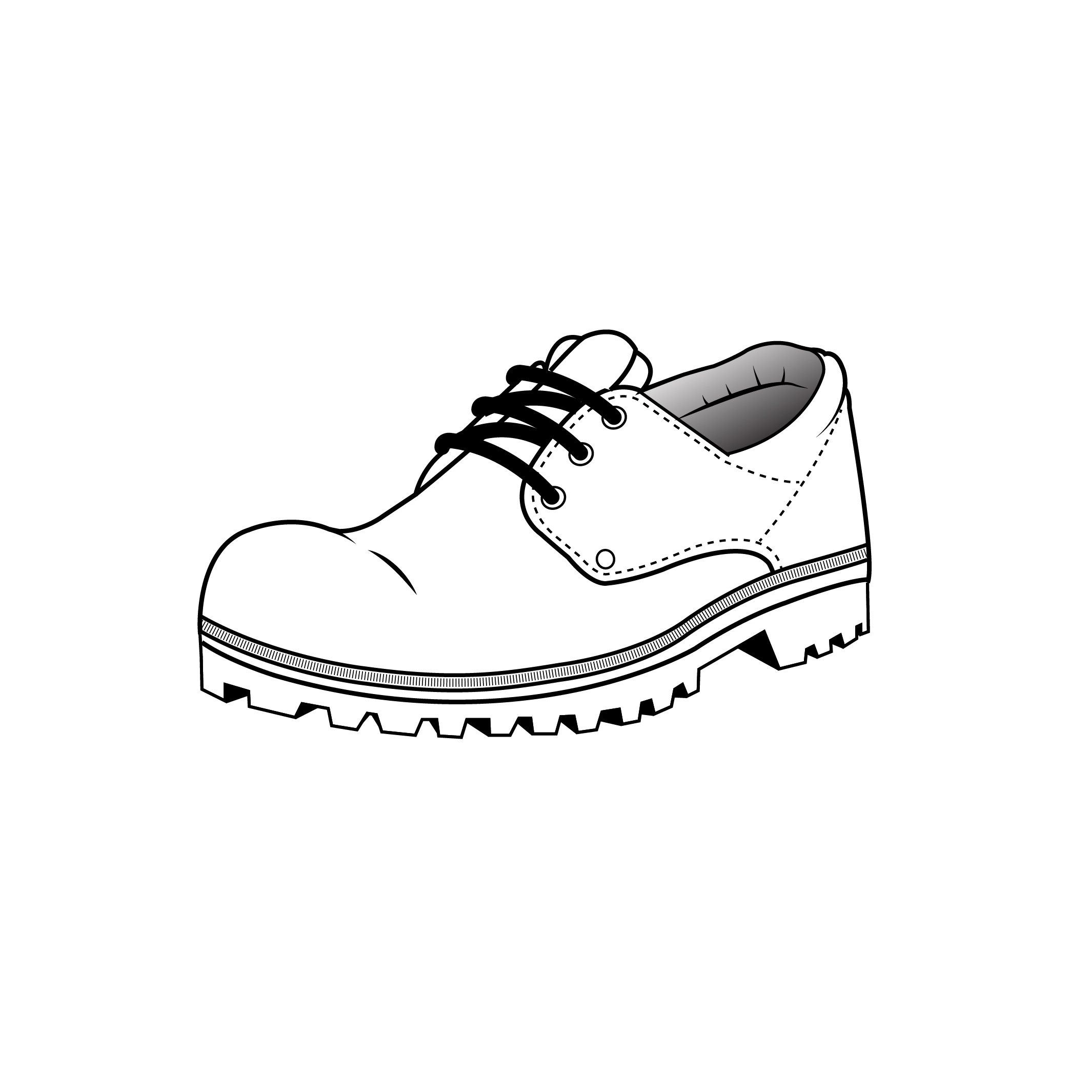 A vector drawing line illustration of a shoe for the Rivers brand
