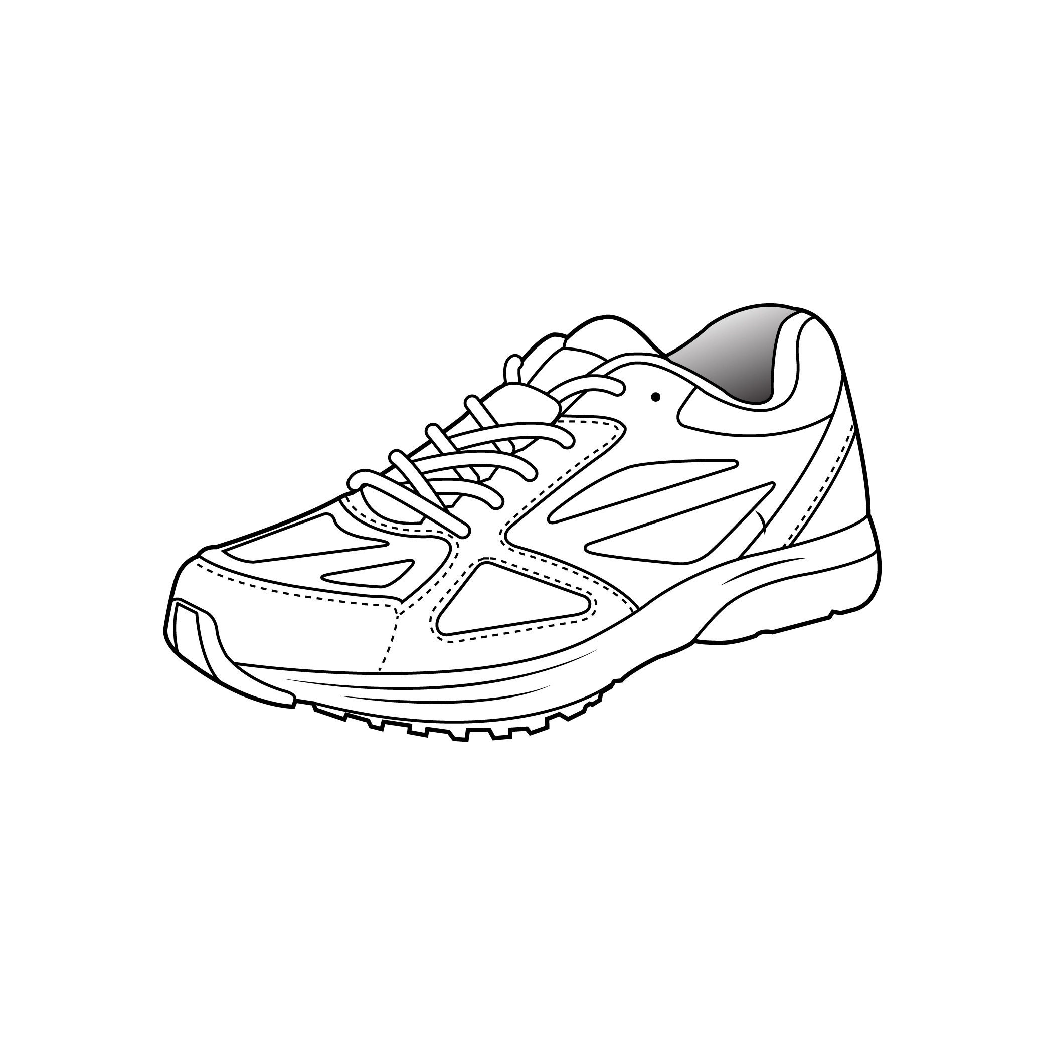 A vector drawing line illustration of a shoe for the Rivers brand