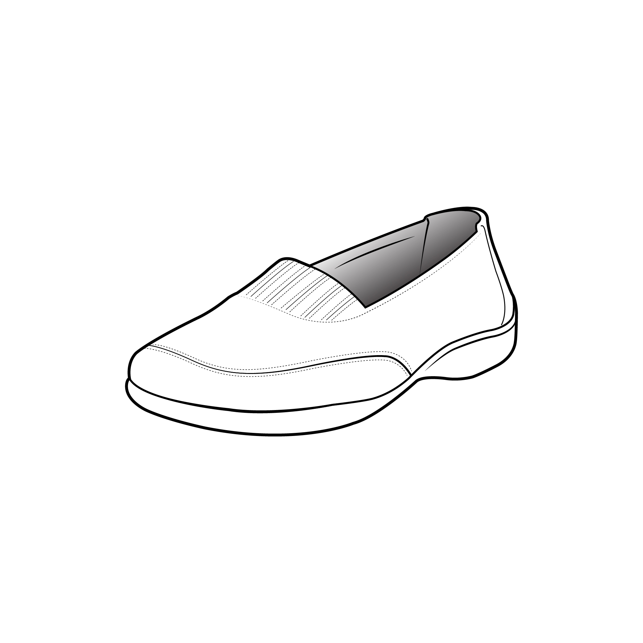 A vector drawing line illustration of a shoe for the Rivers brand