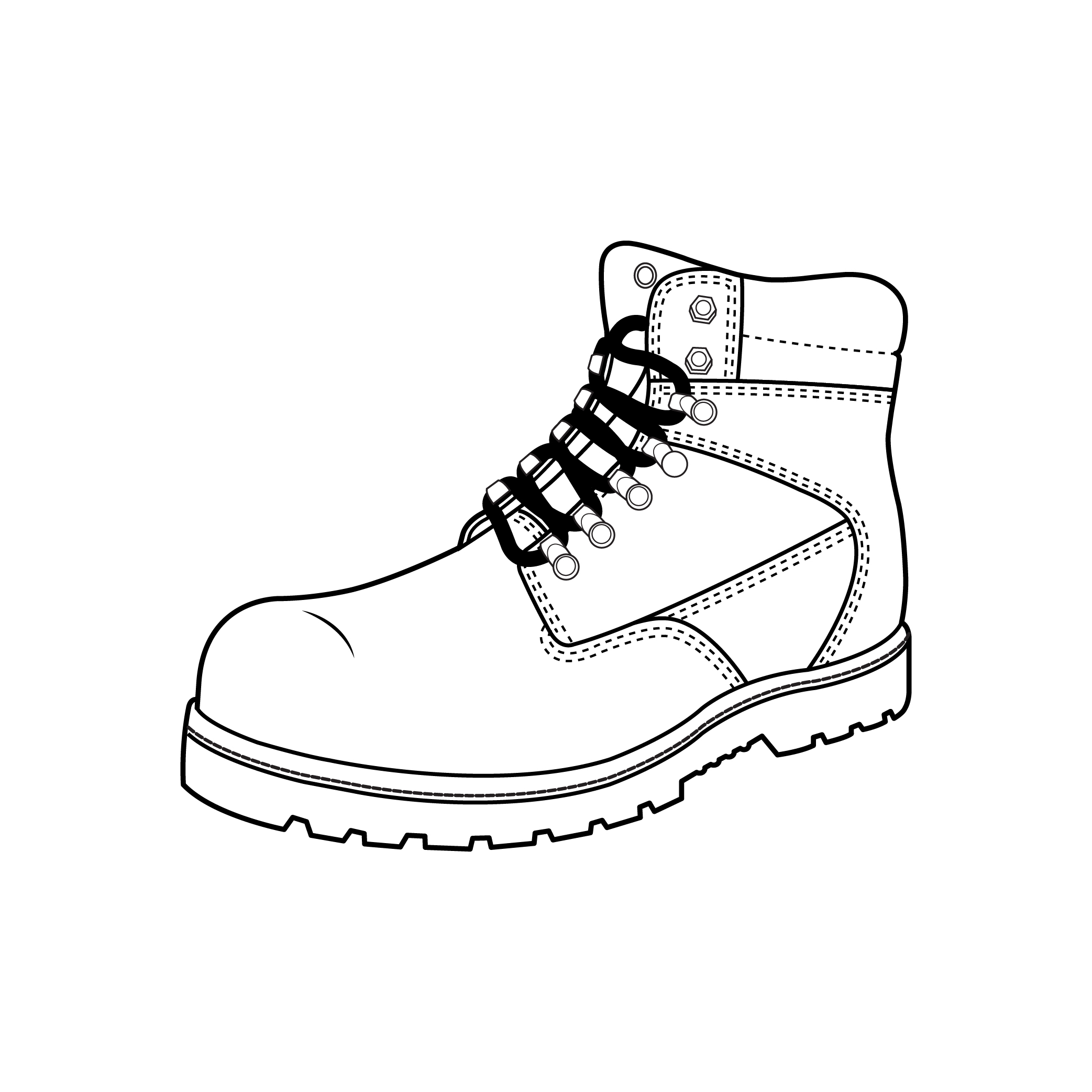 A vector drawing line illustration of a shoe for the Rivers brand