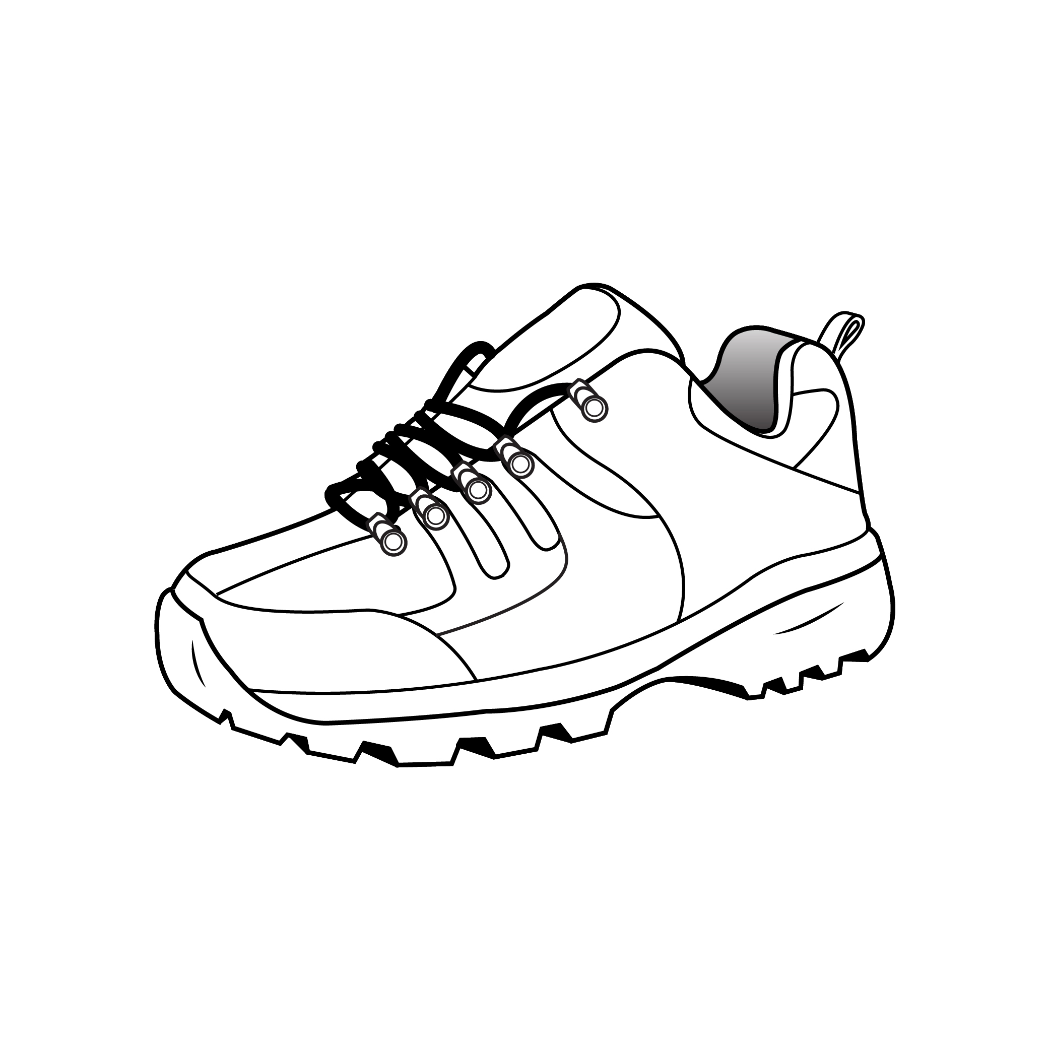 A vector drawing line illustration of a shoe for the Rivers brand