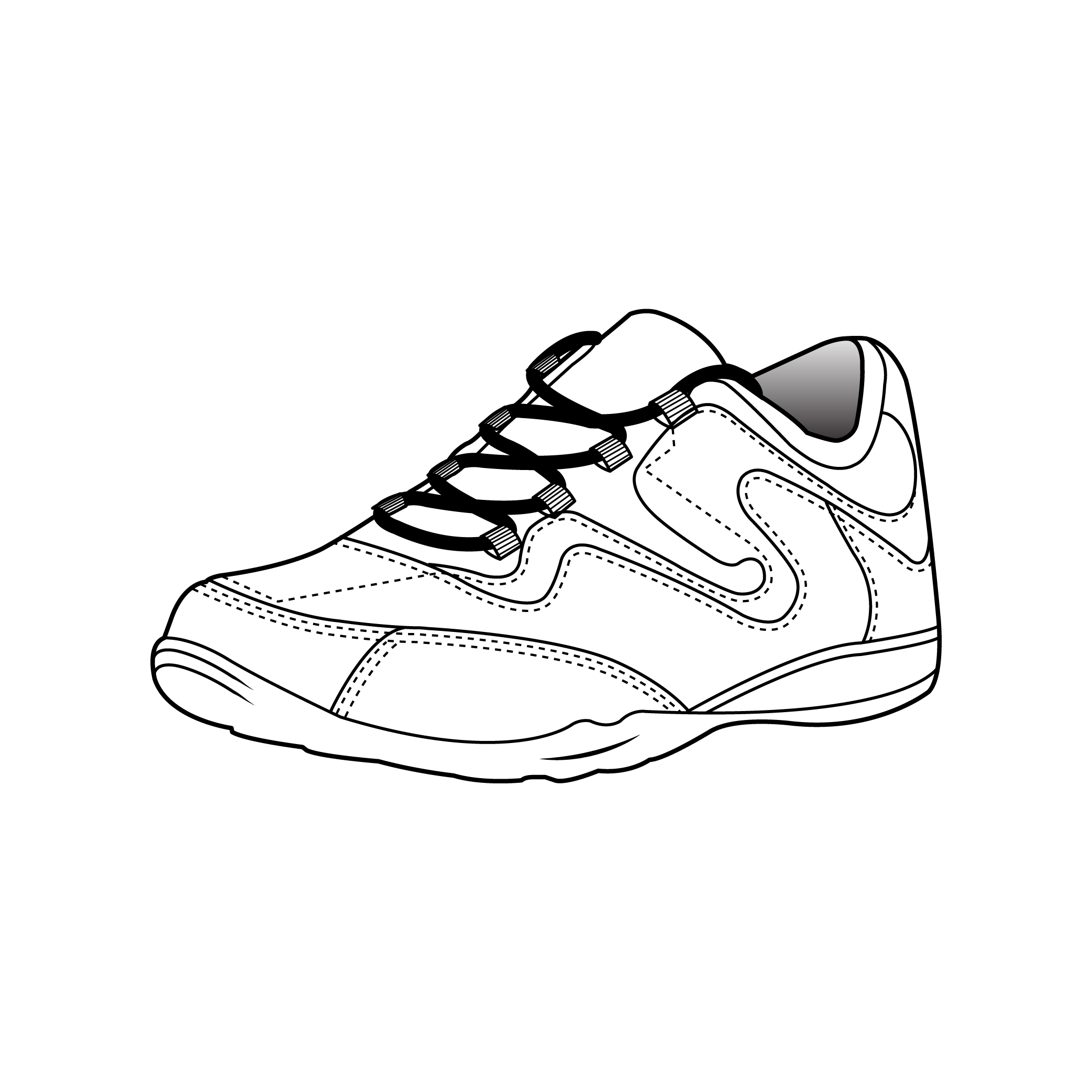 A vector drawing line illustration of a shoe for the Rivers brand