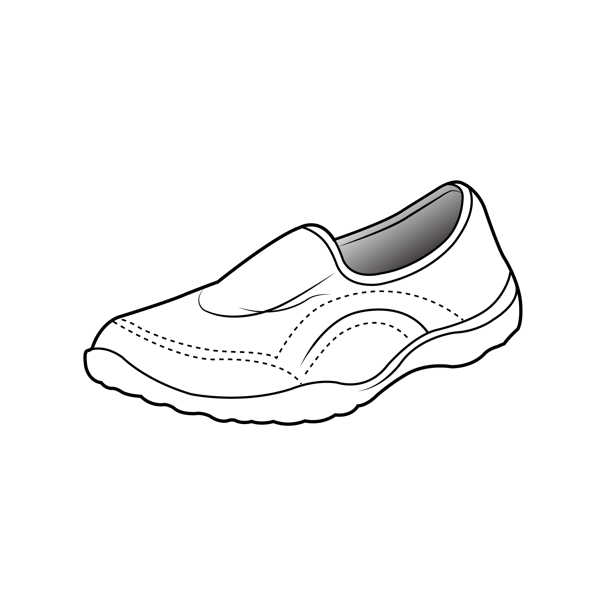 A vector drawing line illustration of a shoe for the Rivers brand