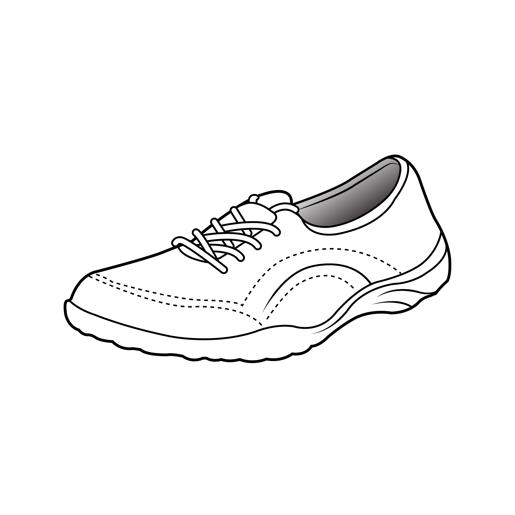 A vector drawing line illustration of a shoe for the Rivers brand