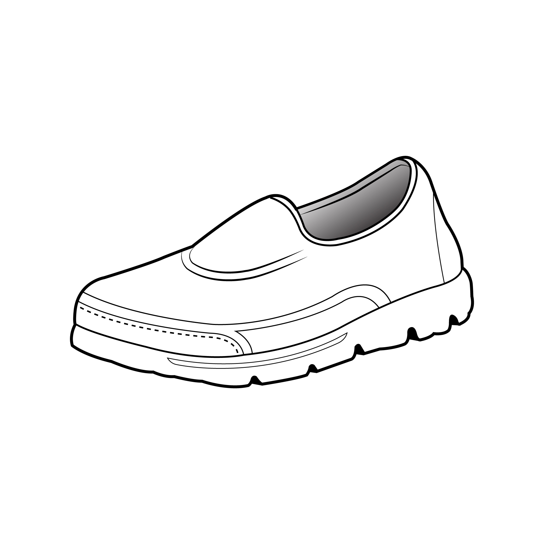 A vector drawing line illustration of a shoe for the Rivers brand