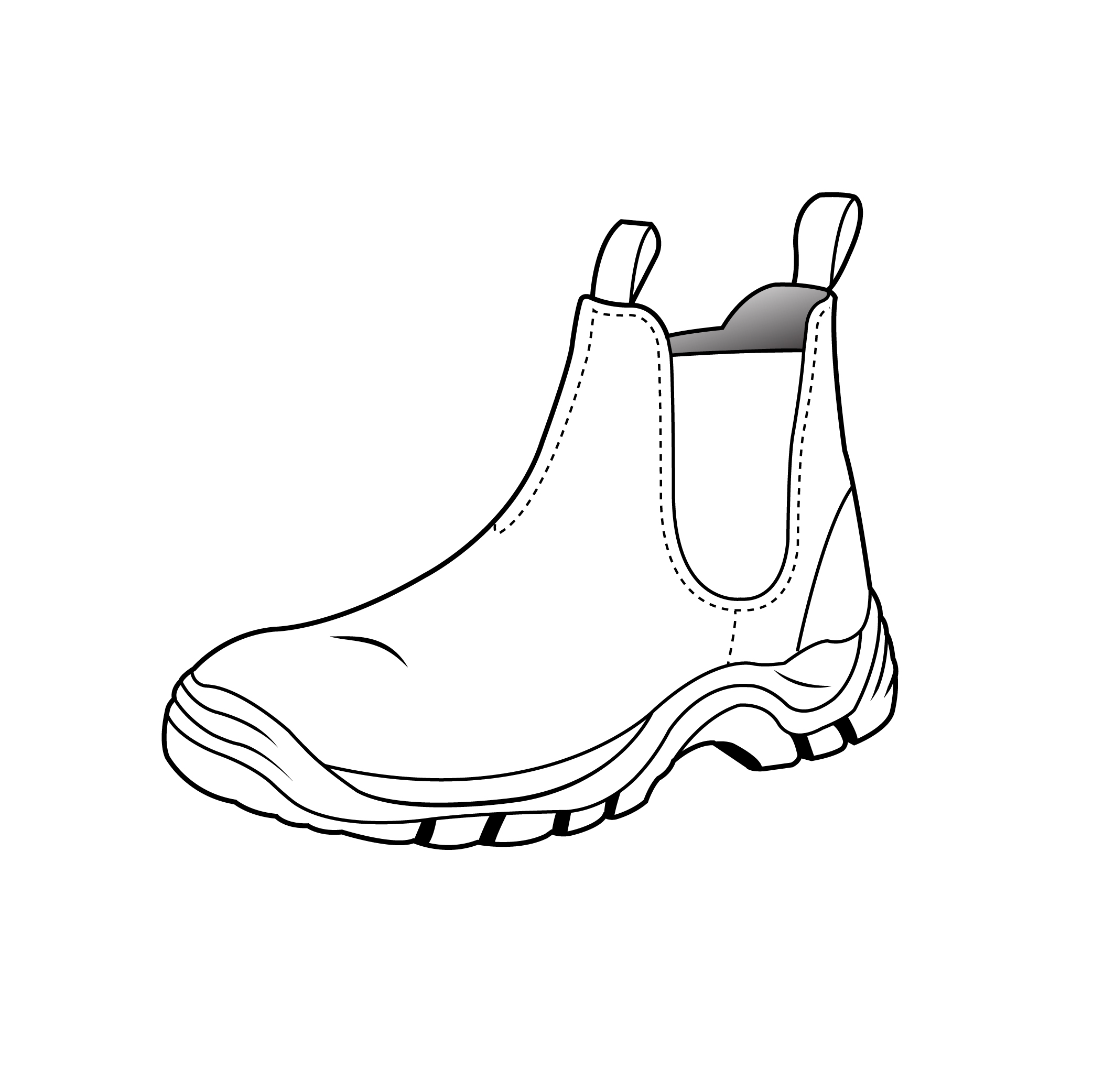 A vector drawing line illustration of a shoe for the Rivers brand