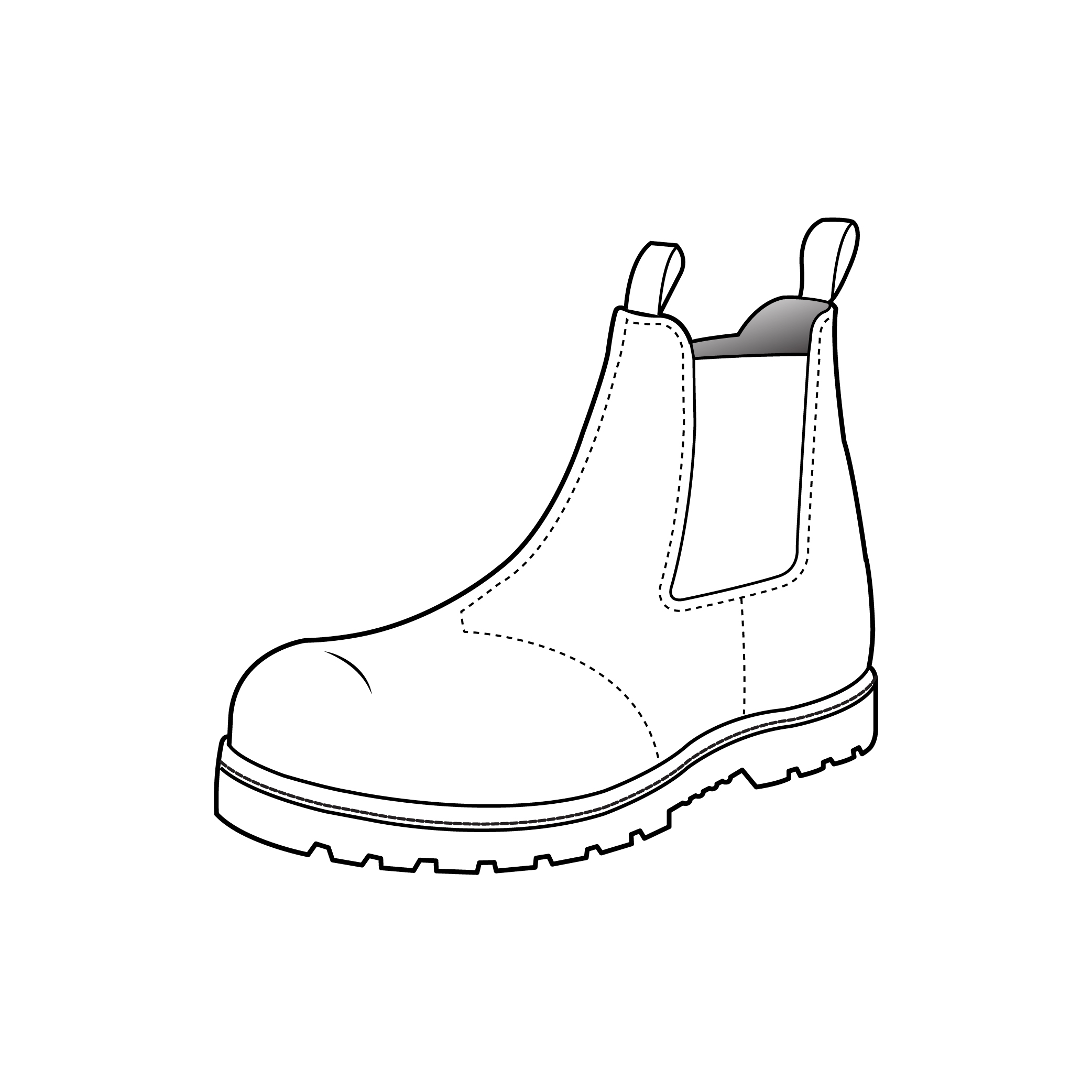 A vector drawing line illustration of a shoe for the Rivers brand