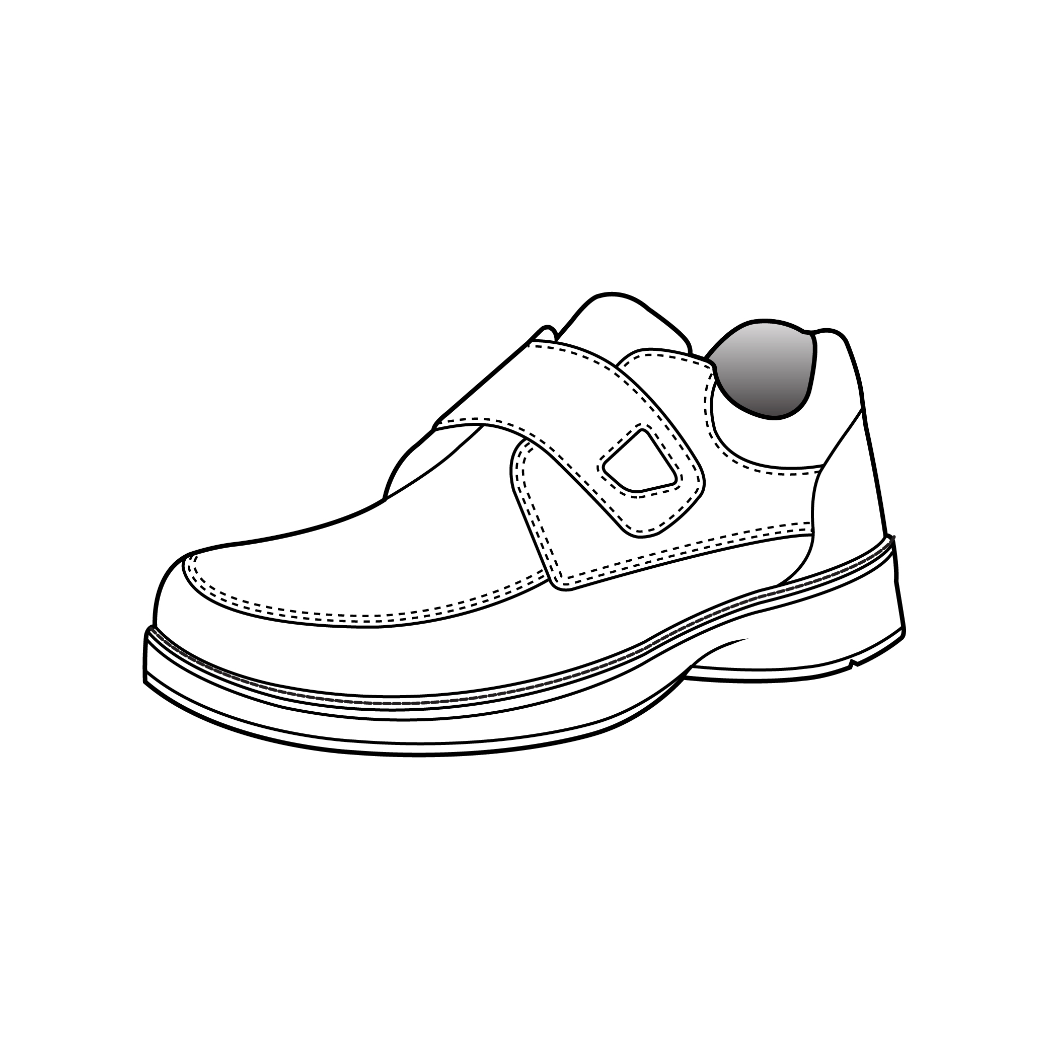 A vector drawing line illustration of a shoe for the Rivers brand
